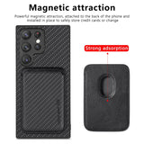 Carbon Fiber Style PU Leather Magnetic Case for Samsung Galaxy