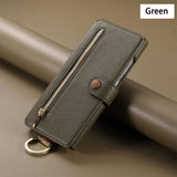 Wallet Flip  Leather Strap Card Slots Zipper Case for Samsung