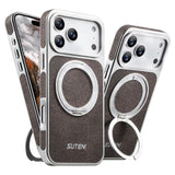 Rotating magnet ring folding stand leather magnetic phone case suitable For iPhone