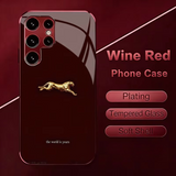 Drop-resistant phone case with gold-stamped cheetah pattern For Samsung
