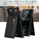 Stylish Leather Crossbody Zipper Back Cover Holder Wallet Card Holder Phone Case 3-In-1 for iphone