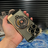 Electroplated Cooling Case With Rotating Gyro Magnetic Stand For iPhone