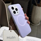 Solid Color Jelly Magnetic Liquid Silicone Phone Case For iPhone