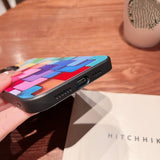 New colorful building block Glass Case For iPhone