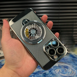 Electroplated Cooling Case With Rotating Gyro Magnetic Stand For iPhone