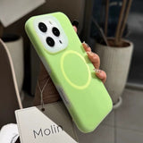 Solid Color Jelly Magnetic Liquid Silicone Phone Case For iPhone