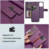 2 in 1 Removable Magnetic Wallet Flip Leather Case For iPhone