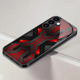 Red and Black Geometric Mecha-Style Tempered Glass Phone Case For Samsung