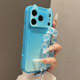 Gradient Ink Wash 3D Cat Ear Full Cover Phone Case For iPhone
