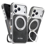 Rotating magnet ring folding stand leather magnetic phone case suitable For iPhone