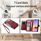 Love Heart Zipper Lanyard Leather Wallet Case for iPhone