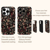 Retro Floral Double-Layer Shock-Resistant Phone Case For iPhone