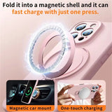 Invisible Stand Holder Magnetic Liquid Silicone Case for iPhone