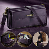 New Retro RFID-Shielded Zipper Wallet, Supports Wireless Charging, Comes with Long and Short Lanyards, Leather Phone Case for Samsung
