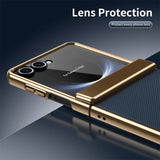 PU Leather Plating Hinge Full Protective Case For Samsung Galaxy Z Flip