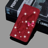 Glitter Leather Flip Wallet Butterfly Bling Book Card Case For iPhone