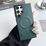 Luxury Matte Leather Magnetic Wireless Charge Case For Samsung Galaxy