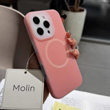 Solid Color Jelly Magnetic Liquid Silicone Phone Case For iPhone
