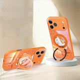 Year of the Horse Liquid glass Magnetic holder buckle lanyard Case for iPhone