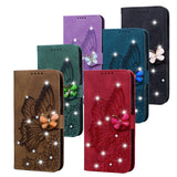 Glitter Leather Flip Wallet Butterfly Bling Book Card Case For iPhone