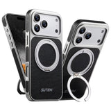 Rotating magnet ring folding stand leather magnetic phone case suitable For iPhone