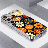 Autumn Pumpkin Floral Electroplated Glass Case For Samsung