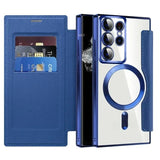 Magnetic Leather Card Clear Book Case For Samsung