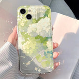 Floral-patterned transparent and soft silicone protective case For iPhone