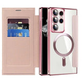 Magnetic Leather Card Clear Book Case For Samsung