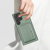 Carbon Fiber Style PU Leather Magnetic Case for Samsung Galaxy