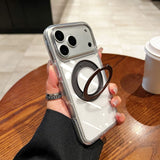 Transparent Magnetic Ring Holder Kickstand Hard Case For Iphone