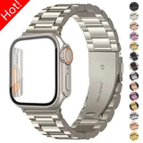 Stainless Steel Band + Protective Case For Apple Watch