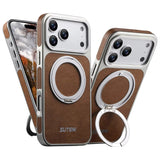 Rotating magnet ring folding stand leather magnetic phone case suitable For iPhone