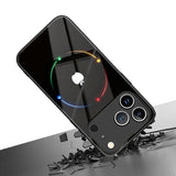 Black Carbon Fiber For Apple Pattern Glass Phone Case For iPhone