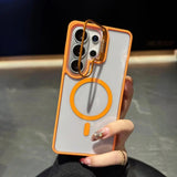 Transparent Magnetic Metal Lens Bracket Case For Samsung