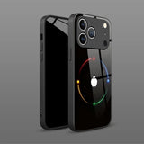 Black Carbon Fiber For Apple Pattern Glass Phone Case For iPhone