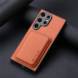 Carbon Fiber Style PU Leather Magnetic Case for Samsung Galaxy