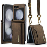 Flip Wallet Card Holder Cover With Lanyard For Samsung Z Flip