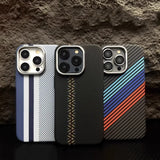 Kevlar-pattern magnetic glow-in-the-dark shockproof hard case For iPhone