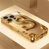 Colorful Apple Pattern Electroplated Glass Phone Case For iPhone