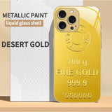 Gold Metallic Paint Glass Phone Case For iPhone