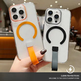 Luxury Wrist Strap Ring Lanyard Magnetic Wireless Charge Clear Case for iPhone