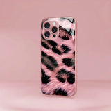 Pink Black Leopard-Print Hard Case for iPhone