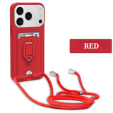 Multifunctional Ring Holder Car Magnetic Card Holder With Lanyard Phone Case for IPhone