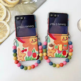 Artistic oil painting beaded phone case For Samsung Z Flip
