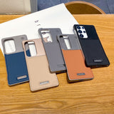 Leather Frameless Frosted Magnetic Business-Style Drop-Proof Phone Case for Samsung