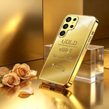 Luxury Golden Brick Glass TPU Shockproof Phone Case For Samsung