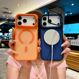 New Metal Bracket Frosted Matte Translucent  Magnetic Case For iPhone