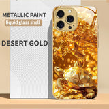 Gold Metallic Paint Glass Phone Case For iPhone