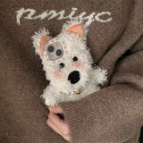 3D Cute West Highland Dog Fluffy Plush Phone Case For iPhone